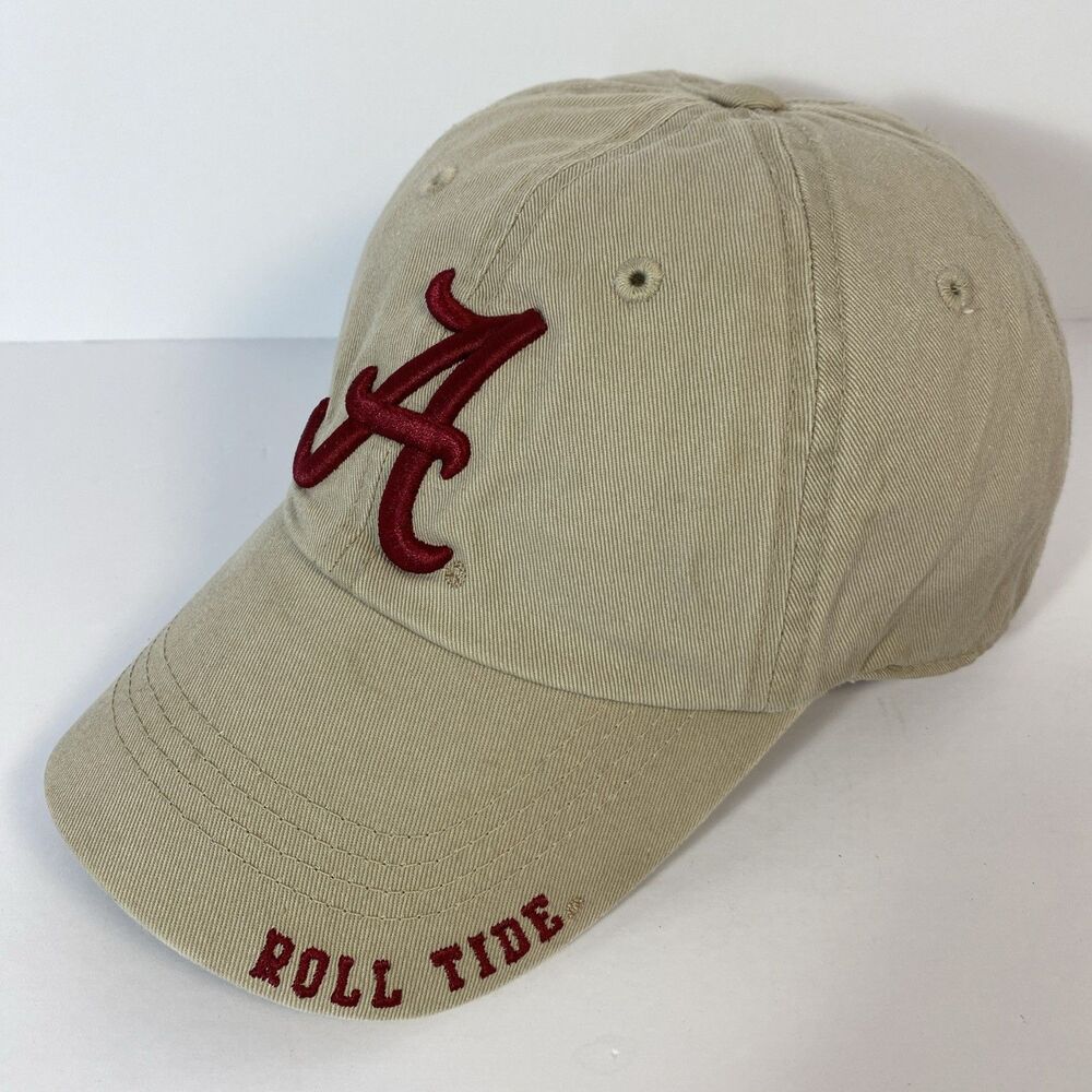 Alabama Crimson Tide Roll Tide Hat Khaki Tan Embroidered A Adjustable Cap